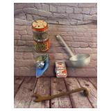Lot of Items - Jar of Nails, Bike Bell, Tube k