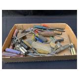 Group of Tools including screwdrivers, wire