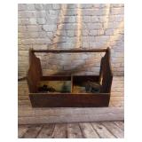 Wooden Tool Tote with Contents