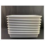 8 Rectangle Hard Plastic Tubs 19Wx4Hx10.5D