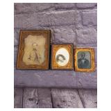 Group of 3 Antique Photographs in Copper Frames