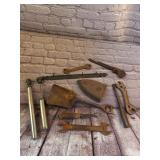 Lot of Vintage Wrenches, Tools, Sad Iron Piece,