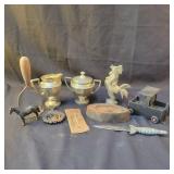 Box Lot - Sugar and Creamer, Rooster, Sad Iron