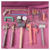 Box Lot Tools - Pipe Wrench, Hatcher Multitool,