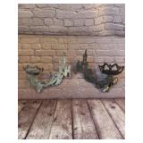2 Ornate Cast Iron Wall Lamp Holders Rare Rare