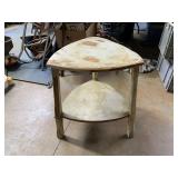 Triangle Shape Table with Shelf 20.5Wx25H