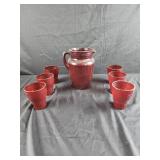 Vintage anchor Hocking ruby red pitcher and