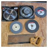 Group of saw blades and grinding wheels