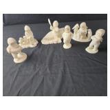 Snowbabies lot of 6, canoe, fishing, reading
