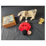 Boat box with coasters, shelf musical bunny, ty