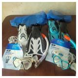 2 Snorkel sets with Fins, mask and breathing t