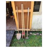 Post hole diggers, shovel, sledge hammer