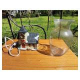 Lighted Christmas house decor and vase