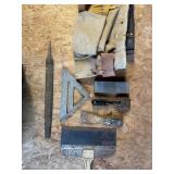 Tool belt, square, file, putty knife, sharpening