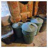Group of Trash Bins (some damage to plastic lids)