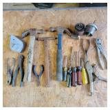 Box Lot of Tools- hammer, screwdrivers, pliers,
