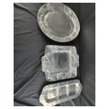 Large set of heavy platters grapes and leaves