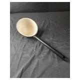 White enamel long handle small  pot 5"