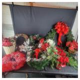Large Assortment of holiday wreaths, tress and