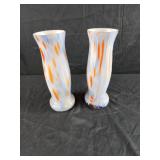 2 unique vases 10" tall