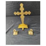 Mantle cross, candle holders