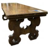 Hand Planed Carved Jacobean Bench 48"Wx18"Dx17.5"T