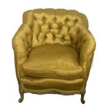 Otto Zenke Yellow Silk Tufted Club Chair with