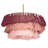Pink Ombre Cotton Fringe Light Fixture 25"Wx15"T