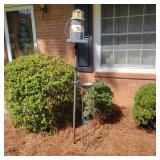 Lighthouse Bird Feeder and Small Metal Butterfly