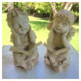 Yard Decor Boy and Girl Reading - resin