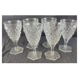 6 Pressed Glass Water Goblets