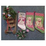 Christmas lot. 3 Christmas stockings, decorated