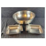 Large Stainless Steel Bowl and 2 Stainless
