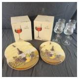 Set of 12 wine glasses, and wine stove covers