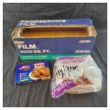 Large roll of plastic wrap, oven bags and some