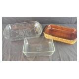 3 Various casserole Dishes - Pyrex, Anchor