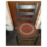 Wood chair painted blue 17.5 x 34.5 x 15