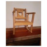 Small handmade wood rocking chair 13.5 x 16 x 14