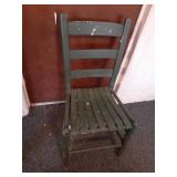 Wood chair painted green 16.5 x 32 x 13.5