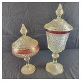 Indiana Glass Diamond cut Ruby Flash Compote