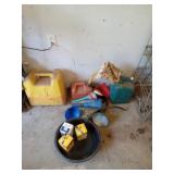 Misc oil lot. Oil filters, funnels, oil strainer