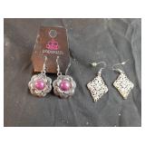 Silver color filigree with iredesent crystal