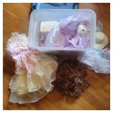 Tote with Doll Clothes and Doll wigs