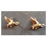 Pair of gold tone duck cufflinks