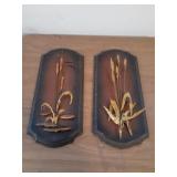 2 vintage metal wall plaques 8 x 18