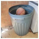 Plastic Trash Can with lid full of balls