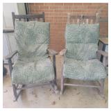 2 Outdoor Wood Rocking Chairs 26"Wx44"Tx31"D