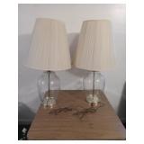 Set of 2 large glass table lamps. Shade 18