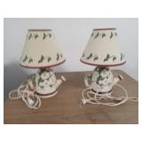 Vintage set of 2 porcelain watering pot lamps