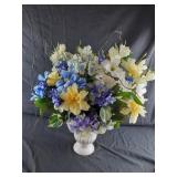 White flower vase 8" x 8" with floral arrangement